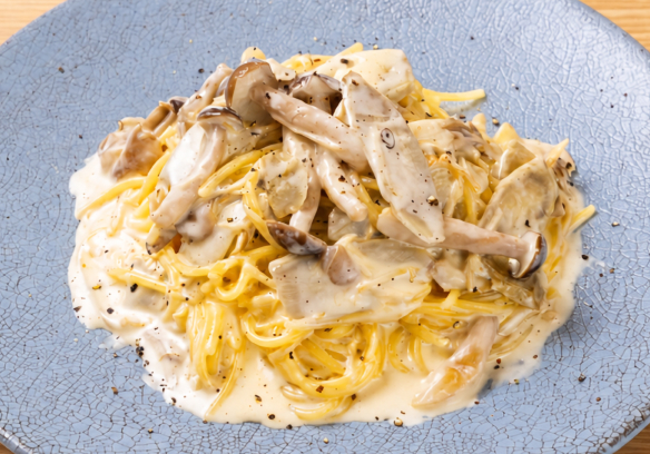 きのことゴボウのクリームパスタ